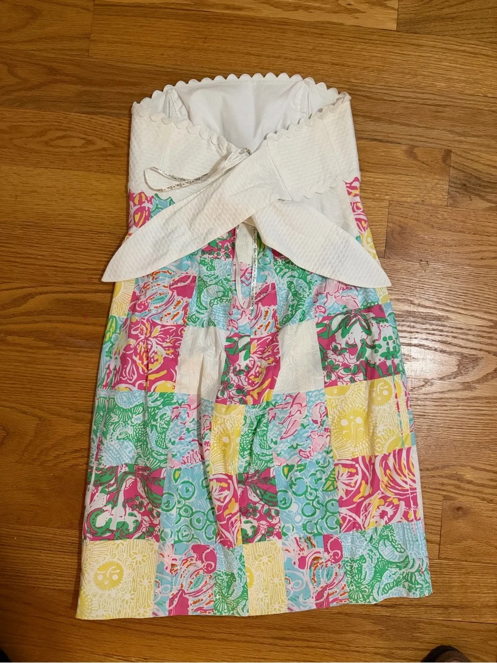 Lilly Pulitzer White Strapless Dress with Pink Label - Picture 2 of 3